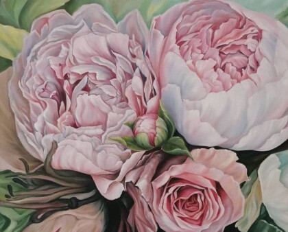 Нежно-розовые пионы