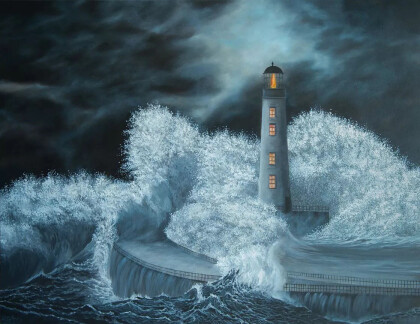 Бушующее ночное море