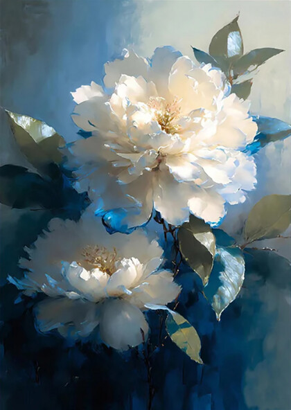 Цветы на синем