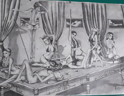 Девушки на бильярде