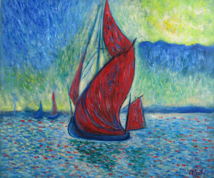 Корабль с красным парусом