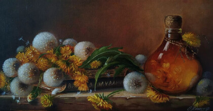 Натюрморт. Вино из одуванчиков