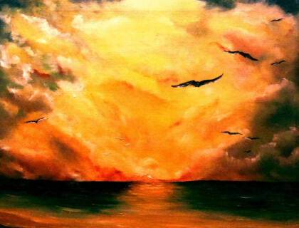 Пейзаж с птицами