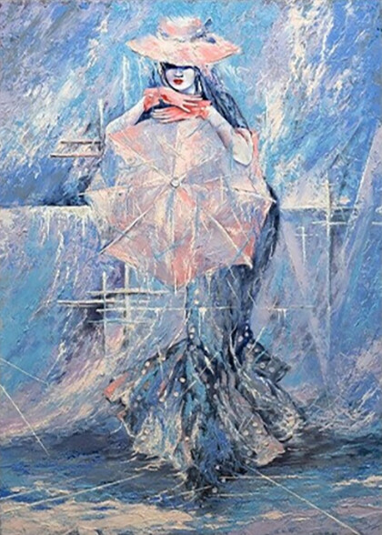 Милая девушка с зонтом