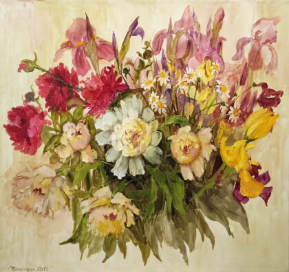 Пионы и ирисы