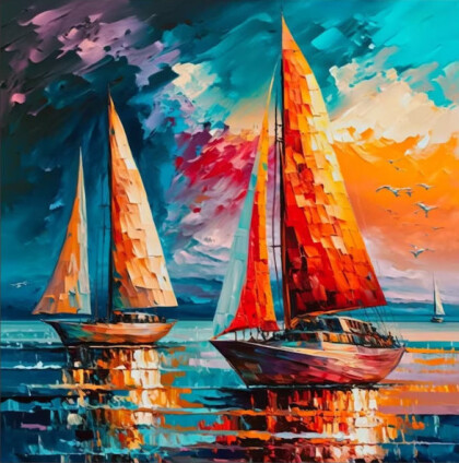 Парусники на закате