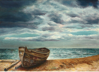 Старая лодка на берегу