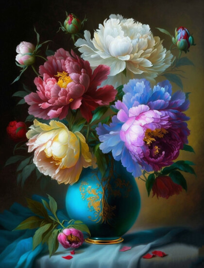 Разноцветные пионы