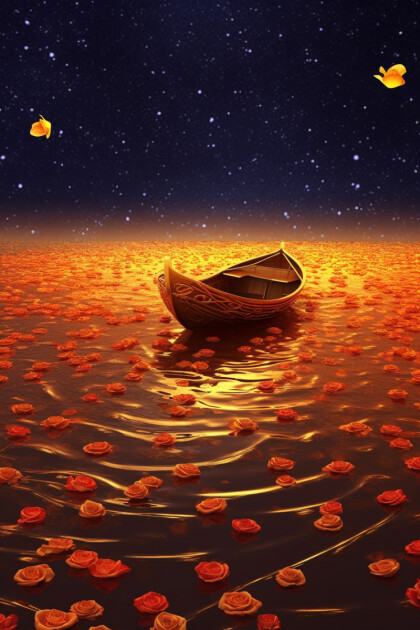 Лодка в розах