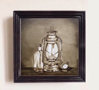 Картина нефтью Керосиновая лампа
