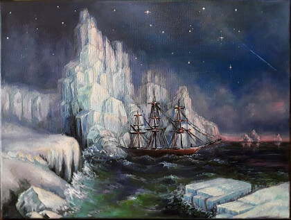 Ледяные горы ночью