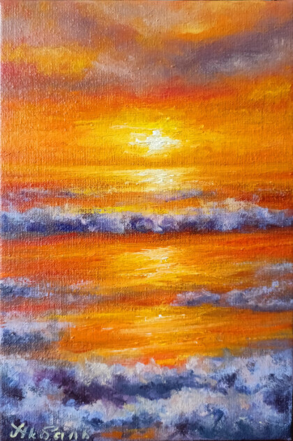 Миниатюра на магните маслом "Оранжевое настроение"