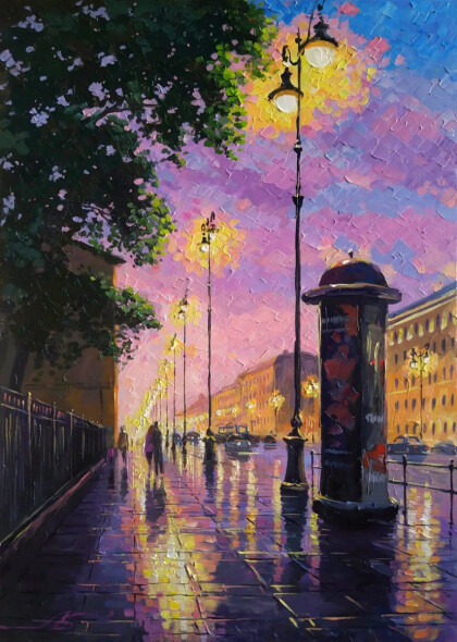 Сиреневые сумерки на Старом Невском.