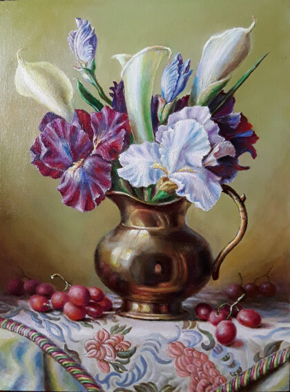 Натюрморт с ирисами и каллами