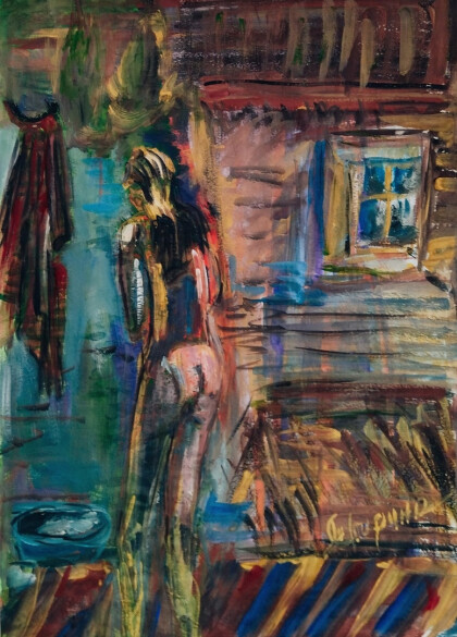 В предбаннике.