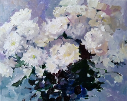 Белые хризантемы