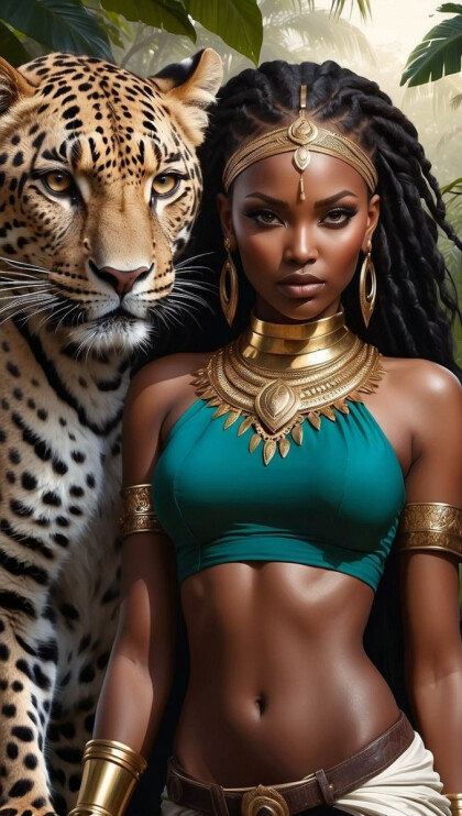 Девушка и леопард