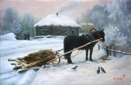 Ожидание у сельской бани.