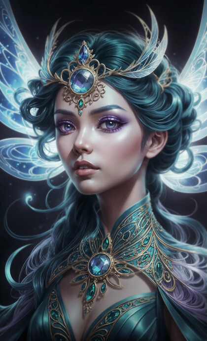 Принцесса с сине-зелеными волосами