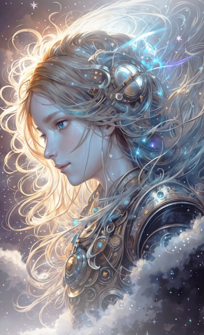 Блондинка в доспехах и цветах