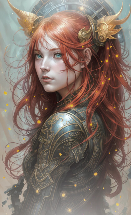 Рыжая девушка в доспехах