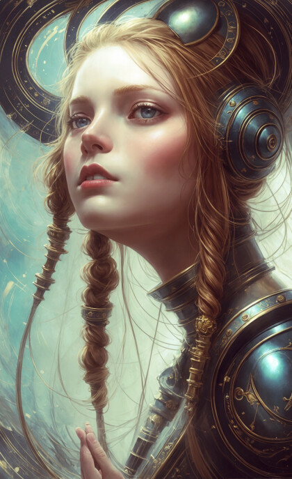 Рыжая девушка с косами