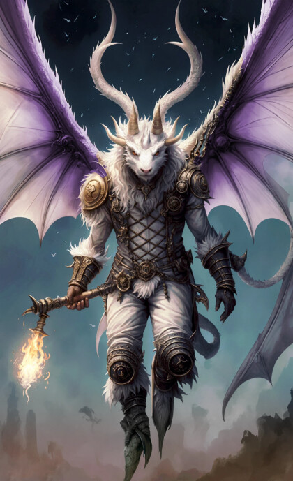 Монстр с рогами и крыльями