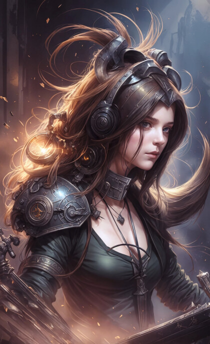 Брюнетка в доспехах