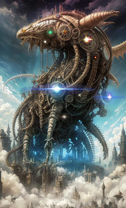Механический монстр над городом