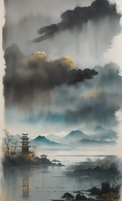 Дождь на озере