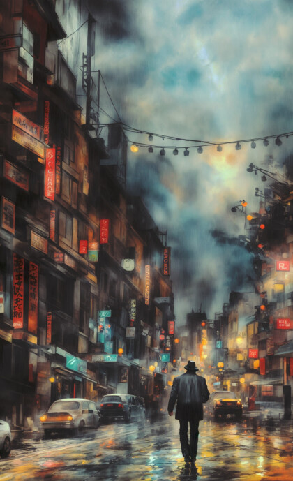 Мокрый туманный квартал