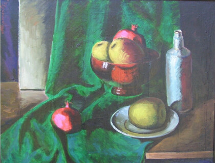 Натюрморт с зелёной драпировкой
