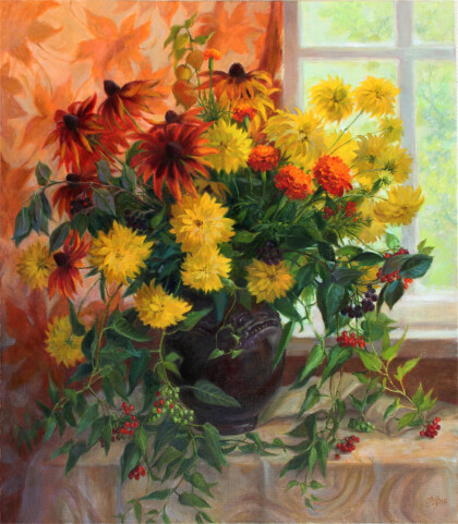 Букет с золотыми шарами