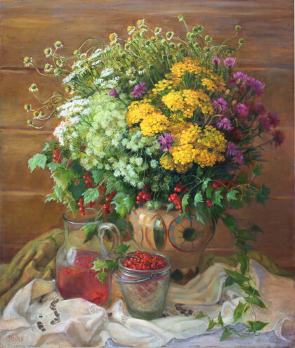 Смородина и букет с пижмой