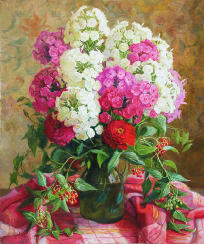 Букет с флоксами и циниями