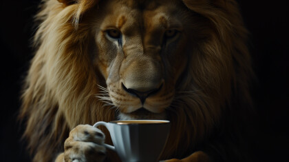 Лев с кружкой