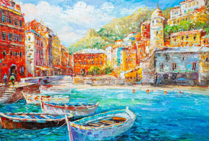 Жемчужина Лигурии. Вид на итальянский городок Вернацца N2