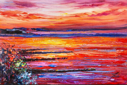 Пламенный закат на побережье