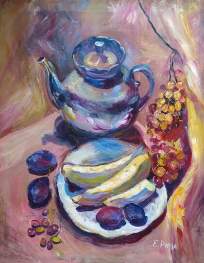 Натюрморт с дыней и виноградом