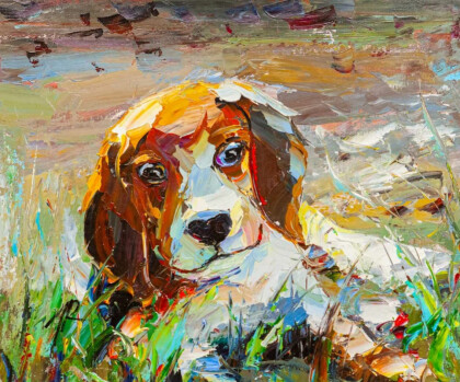 Маленький бигль на прогулке