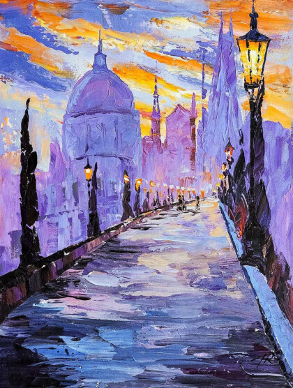 Карлов мост. Сиреневый тон