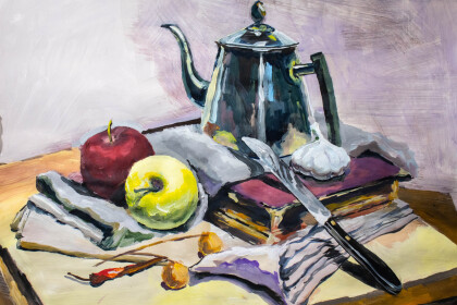 Натюрморт с чайником и книгой