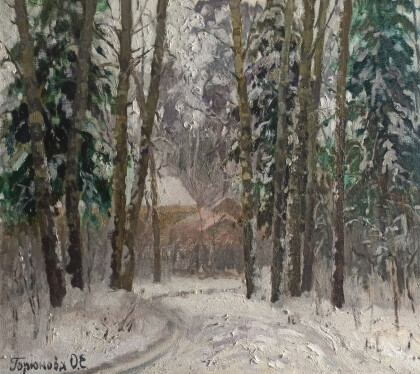 Снежный день в лесу