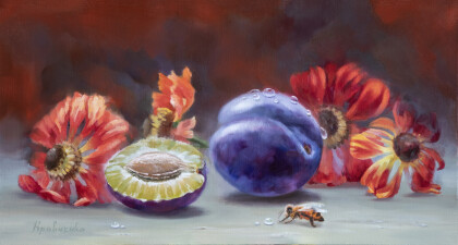 Натюрморт с цветами и пчелой