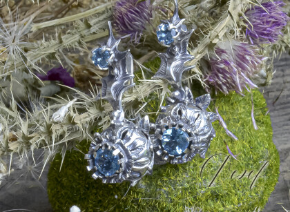 Серьги чертополох с топазами