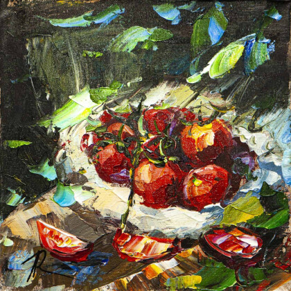 Томаты в солнечных лучах. Натюрморт