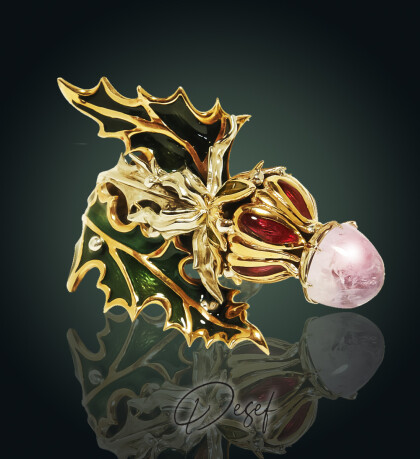 Кольцо чертополох с холодноц эмалью