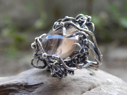 Кольцо темный лес с раух топазом