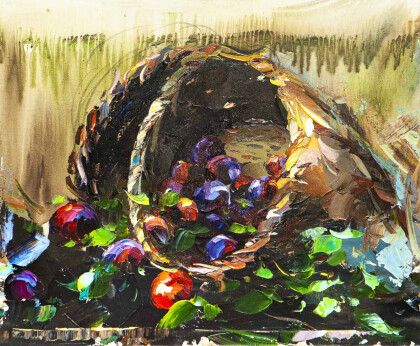 Богатый урожай. Сливы в корзине