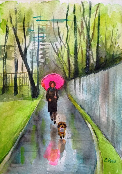 Красный зонтик